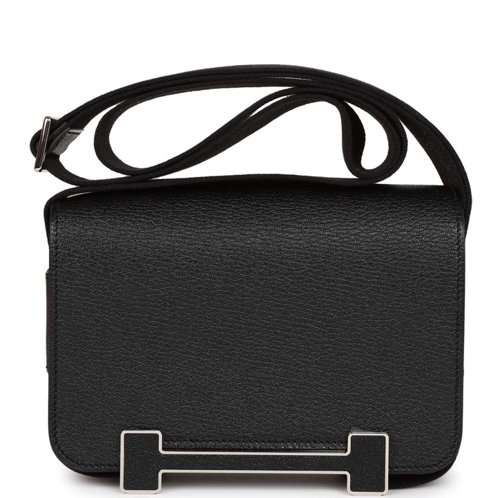Top quality Hermes Geta Bag Black Chevre Palladium Hardware