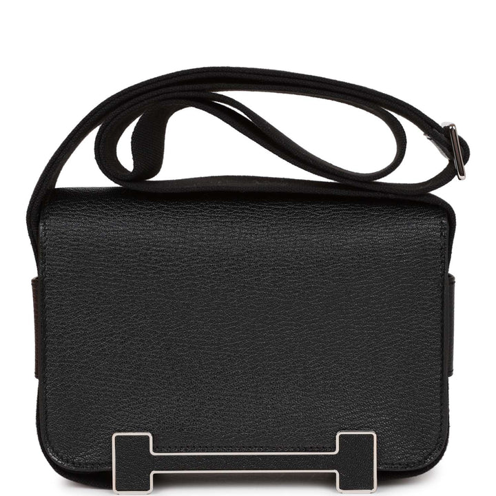 Top quality Hermes Geta Bag Black Chevre Palladium Hardware