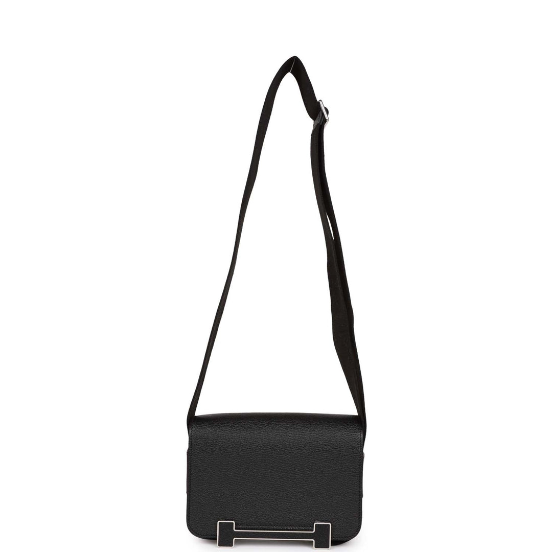 Top quality Hermes Geta Bag Black Chevre Palladium Hardware