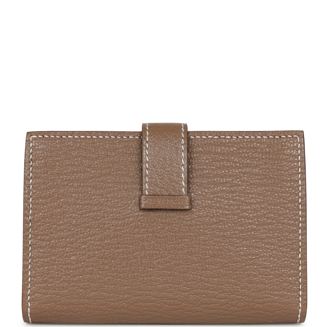 Top quality Hermes Bearn Compact Wallet Etoupe Chevre Gold Hardware
