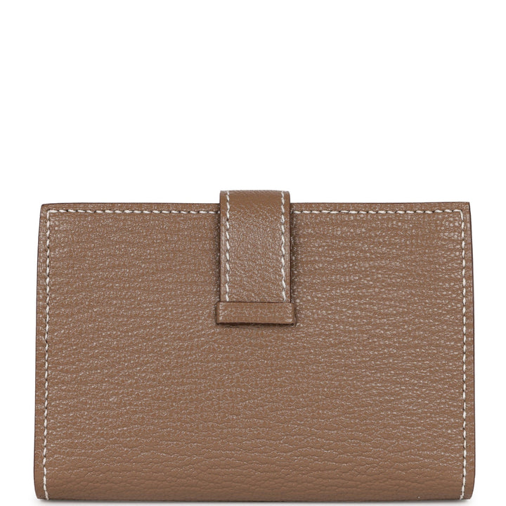 Top quality Hermes Bearn Compact Wallet Etoupe Chevre Gold Hardware
