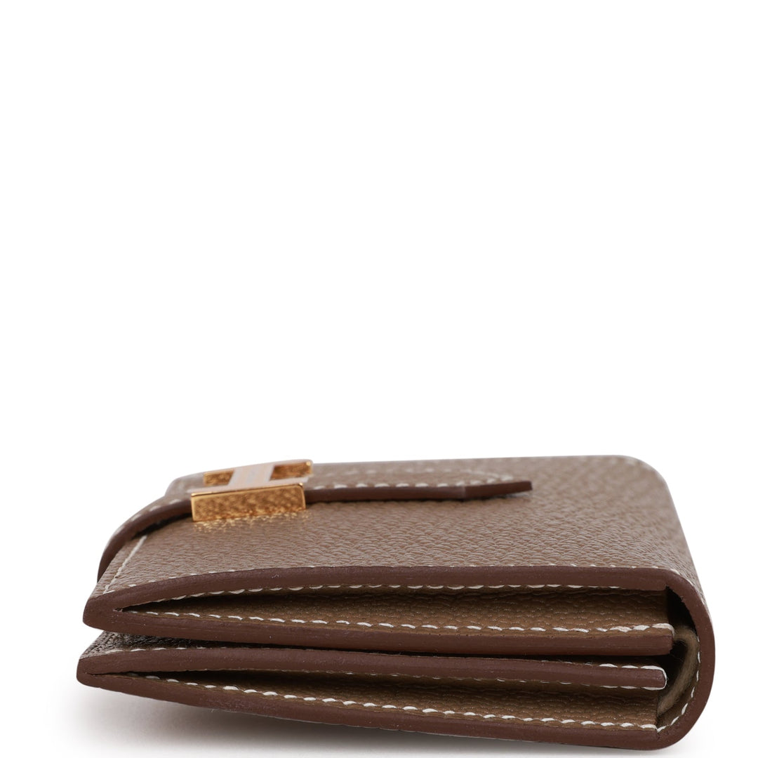 Top quality Hermes Bearn Compact Wallet Etoupe Chevre Gold Hardware