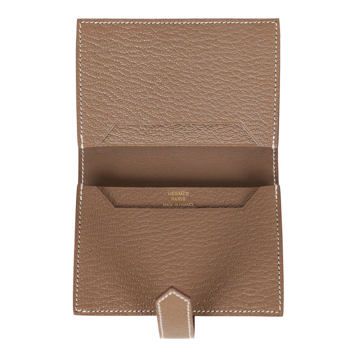 Top quality Hermes Bearn Compact Wallet Etoupe Chevre Gold Hardware