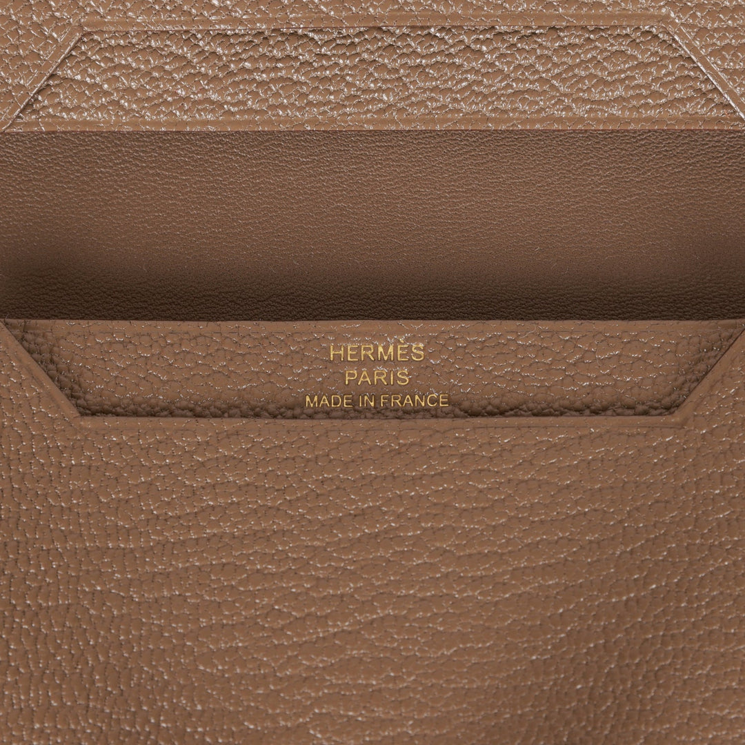 Top quality Hermes Bearn Compact Wallet Etoupe Chevre Gold Hardware