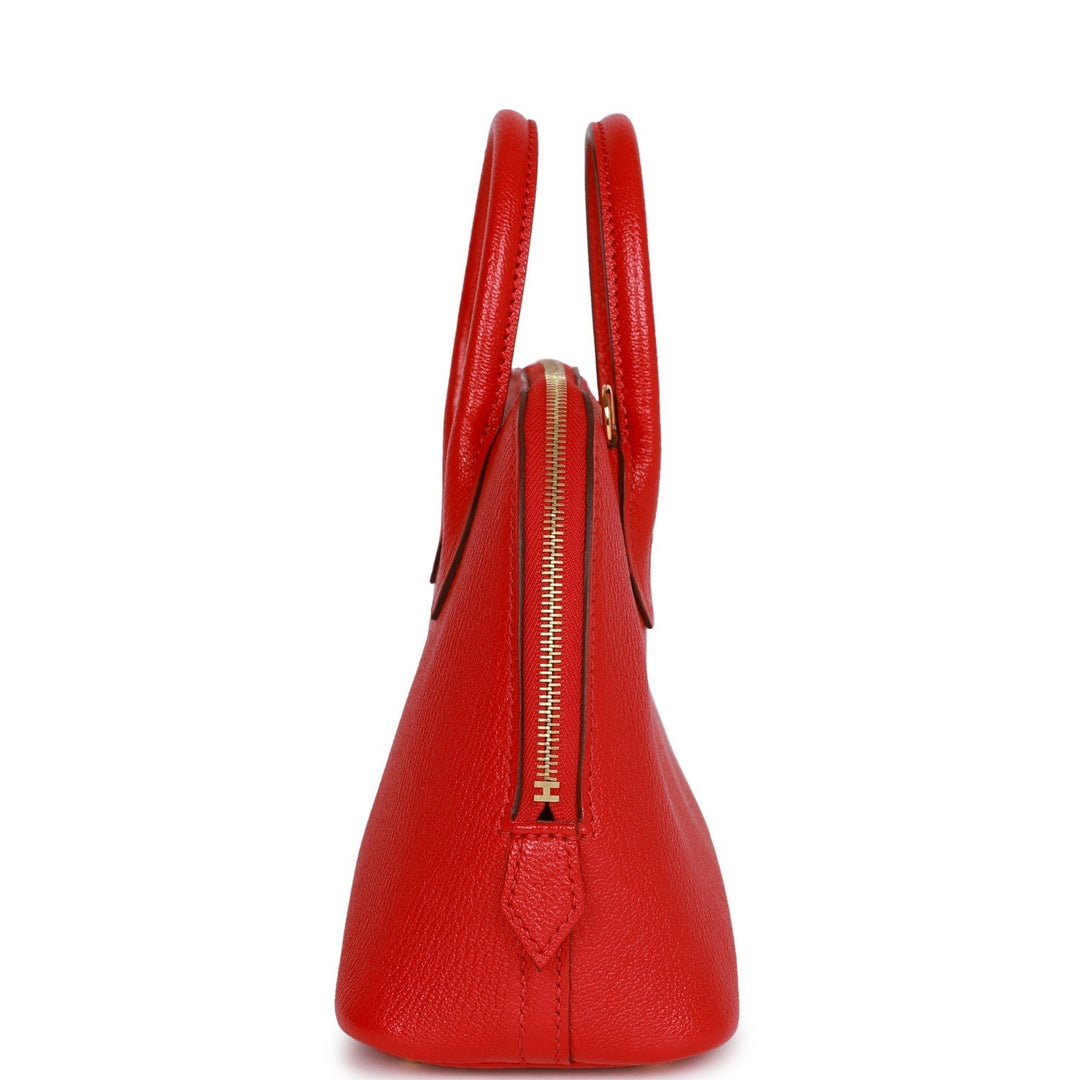 Top quality Hermes 1923 Bolide Mini Rouge de Coeur Chevre Gold Hardware