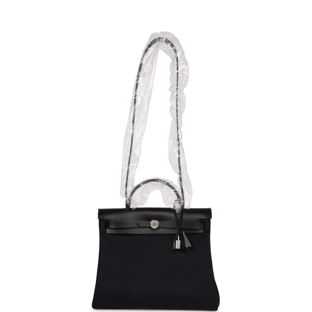 Top quality Hermes Herbag Zip PM 31 Black Toile H Berline Hunter Palladium Hardware