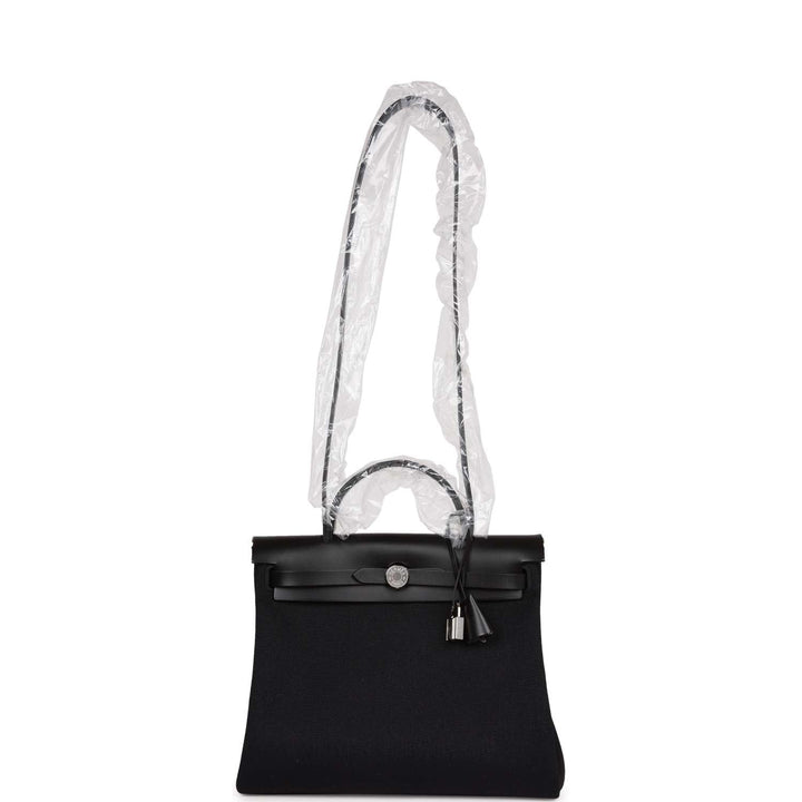 Top quality Hermes Herbag Zip PM 31 Black Toile H Berline Hunter Palladium Hardware