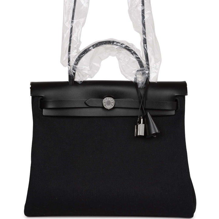 Top quality Hermes Herbag Zip PM 31 Black Toile H Berline Hunter Palladium Hardware