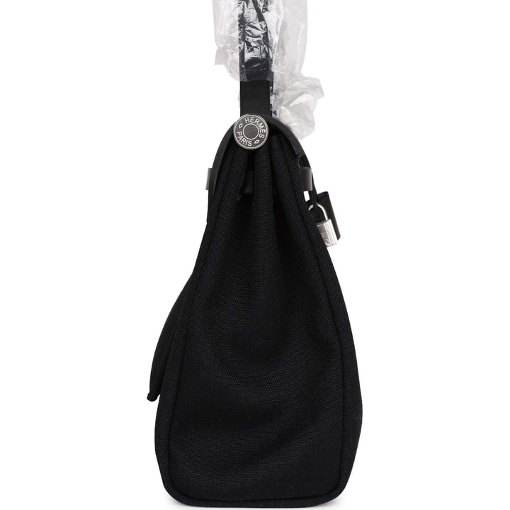 Top quality Hermes Herbag Zip PM 31 Black Toile H Berline Hunter Palladium Hardware