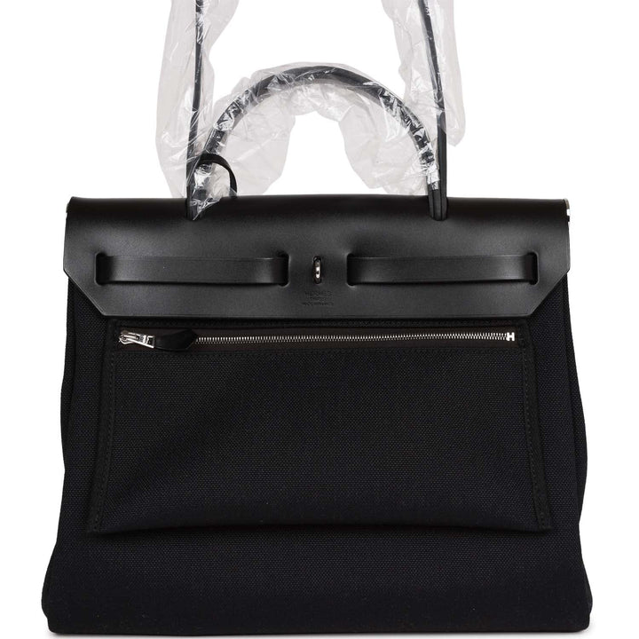 Top quality Hermes Herbag Zip PM 31 Black Toile H Berline Hunter Palladium Hardware