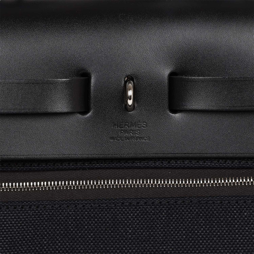 Top quality Hermes Herbag Zip PM 31 Black Toile H Berline Hunter Palladium Hardware