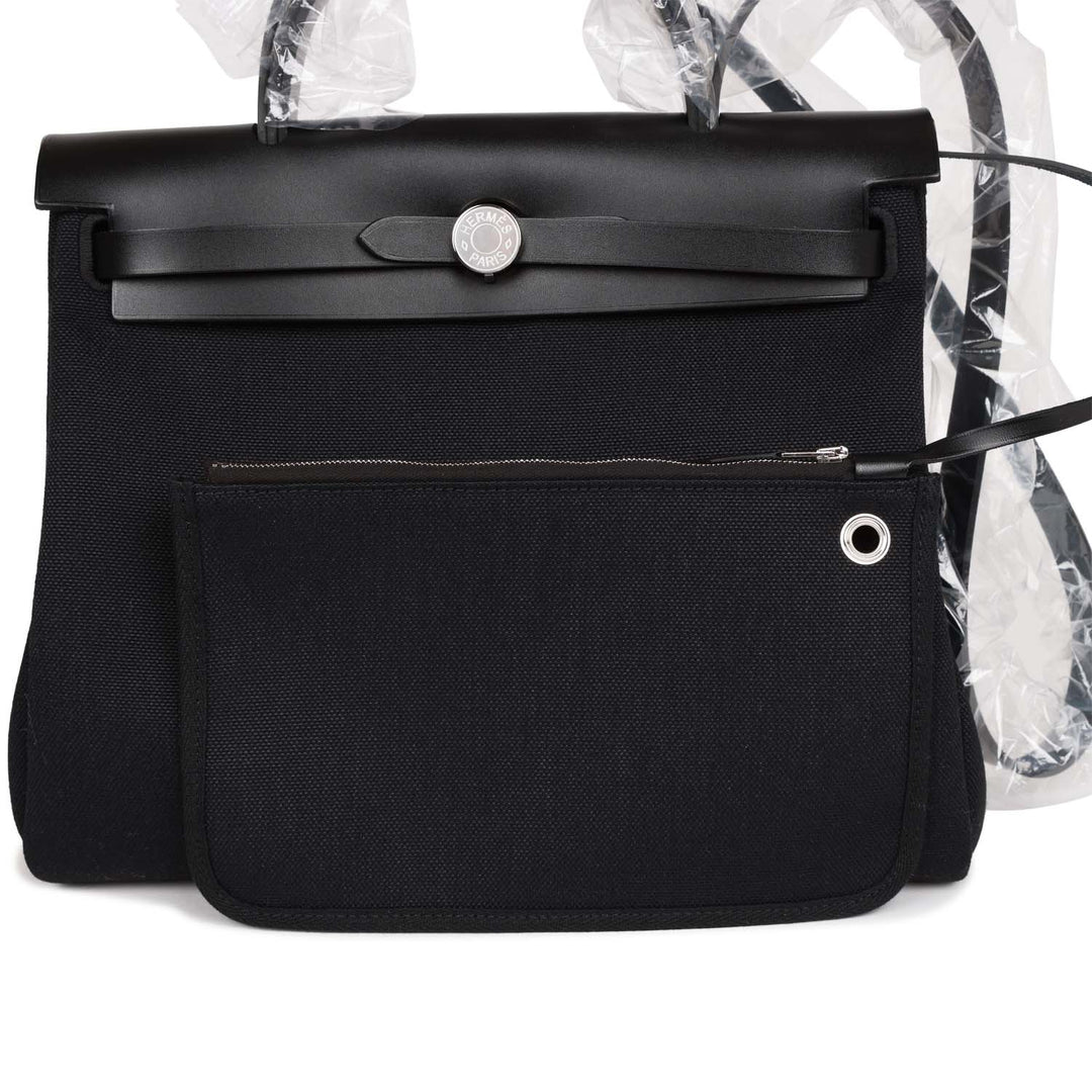 Top quality Hermes Herbag Zip PM 31 Black Toile H Berline Hunter Palladium Hardware