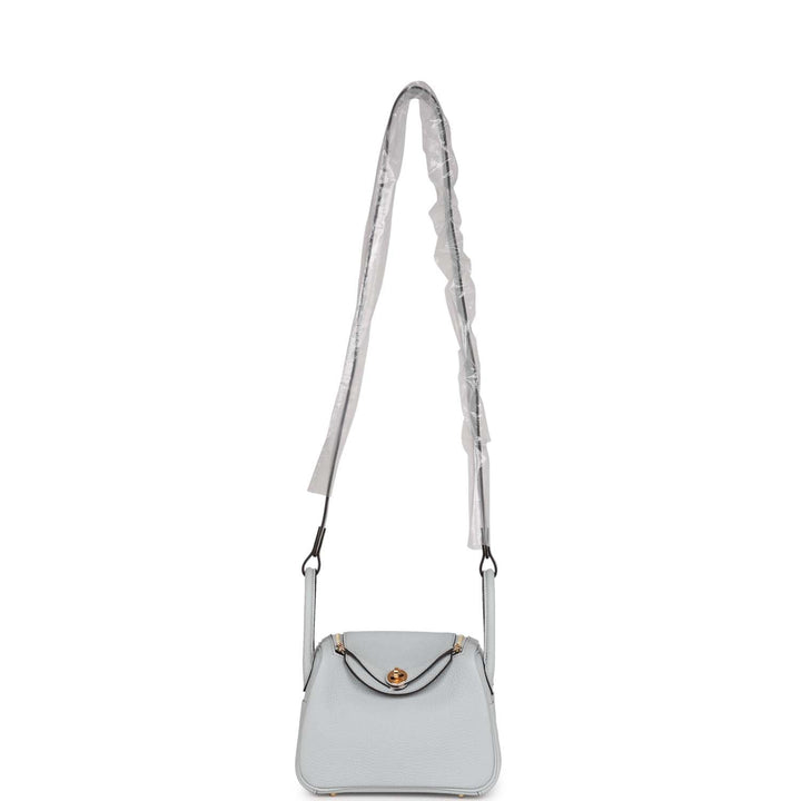 Top quality Hermes Mini Lindy Bleu Pale Clemence Gold Hardware