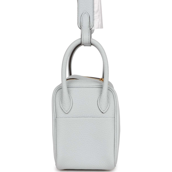 Top quality Hermes Mini Lindy Bleu Pale Clemence Gold Hardware