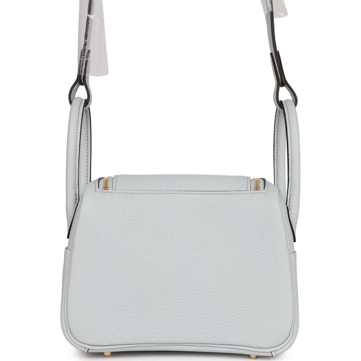 Top quality Hermes Mini Lindy Bleu Pale Clemence Gold Hardware
