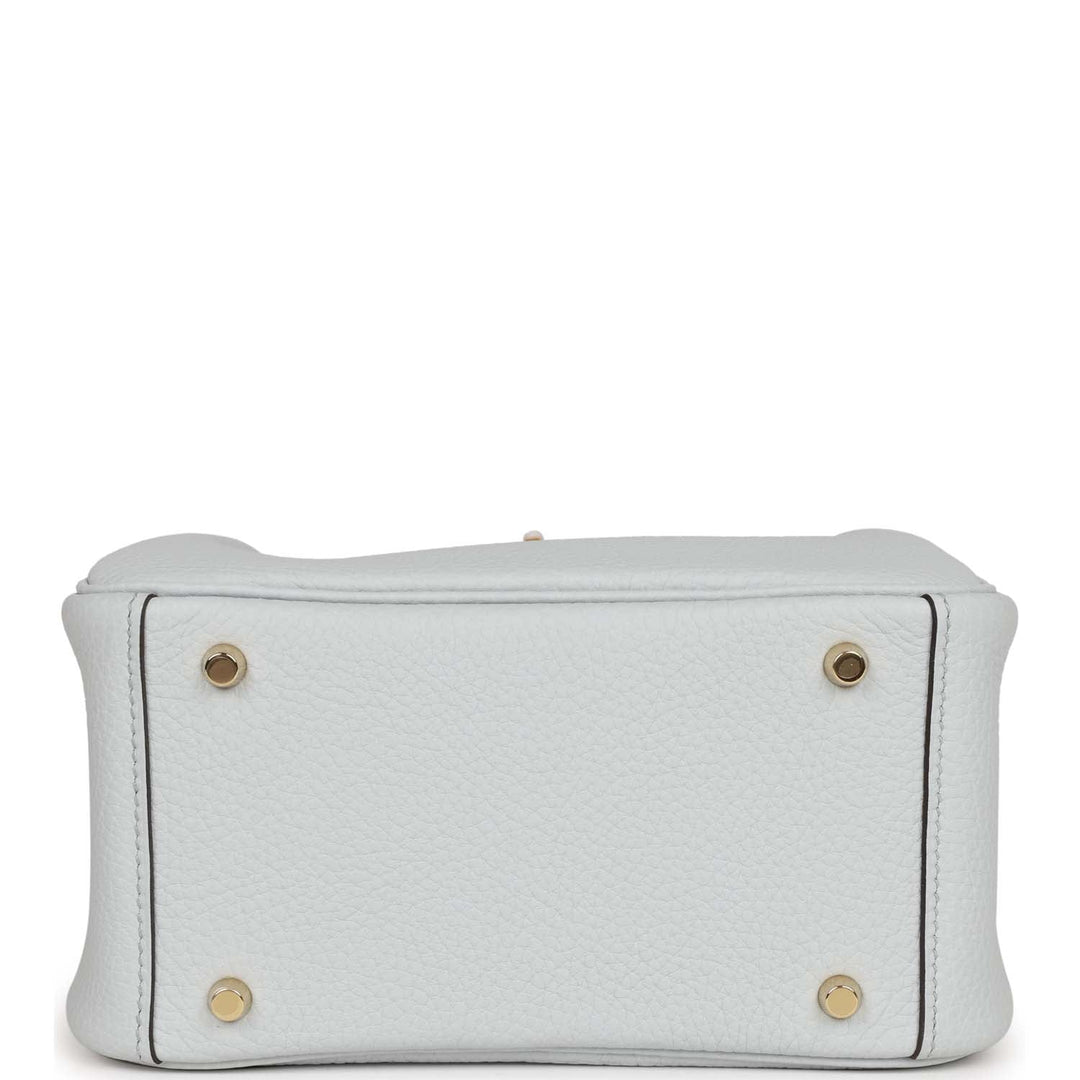 Top quality Hermes Mini Lindy Bleu Pale Clemence Gold Hardware