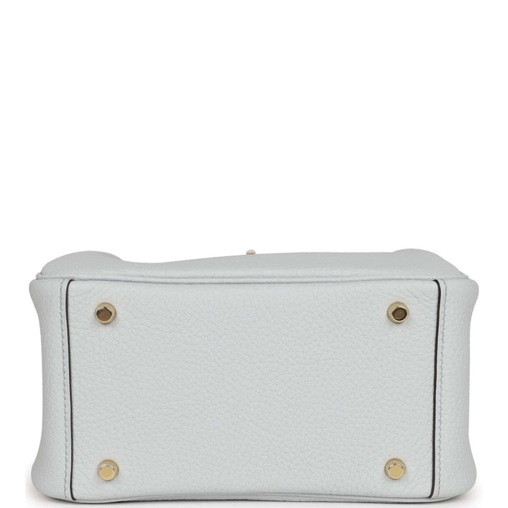 Top quality Hermes Mini Lindy Bleu Pale Clemence Gold Hardware
