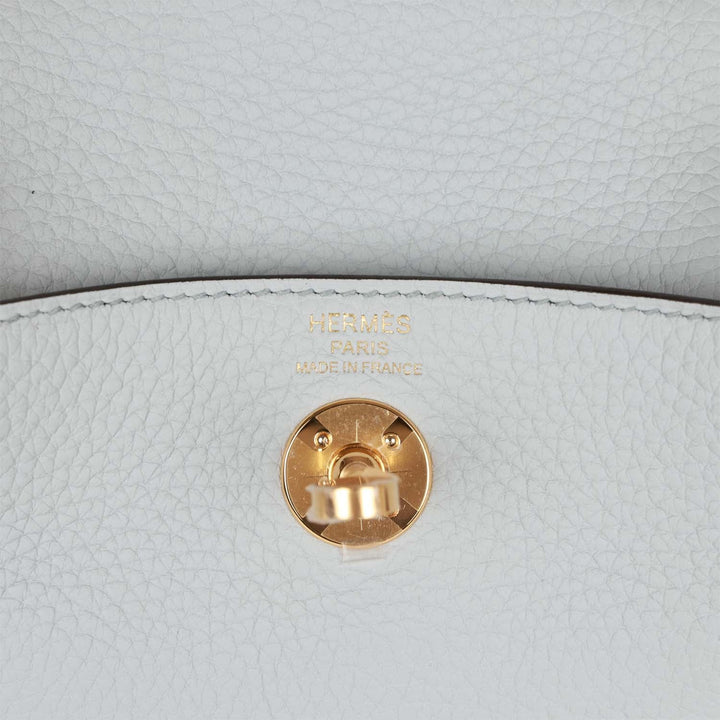 Top quality Hermes Mini Lindy Bleu Pale Clemence Gold Hardware