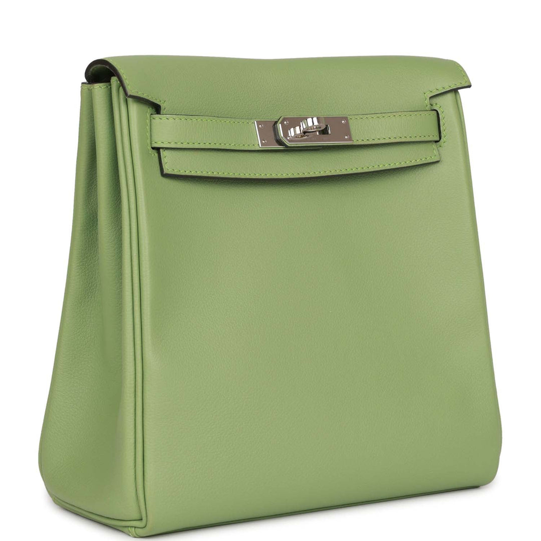 Top quality Hermes Kelly Ado Backpack Vert Criquet Evercolor Verso Palladium Hardware
