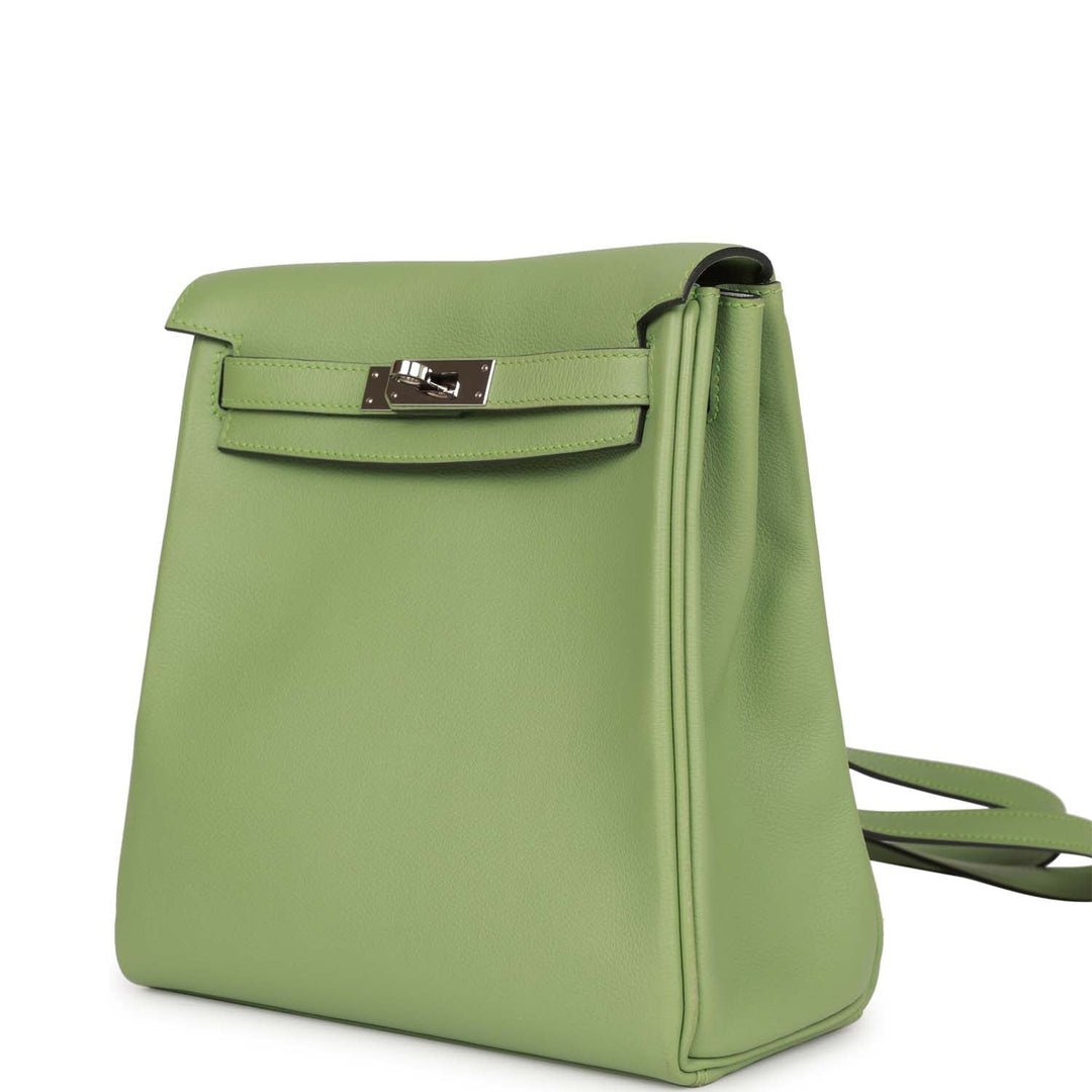 Top quality Hermes Kelly Ado Backpack Vert Criquet Evercolor Verso Palladium Hardware