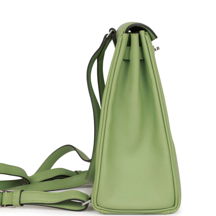 Top quality Hermes Kelly Ado Backpack Vert Criquet Evercolor Verso Palladium Hardware