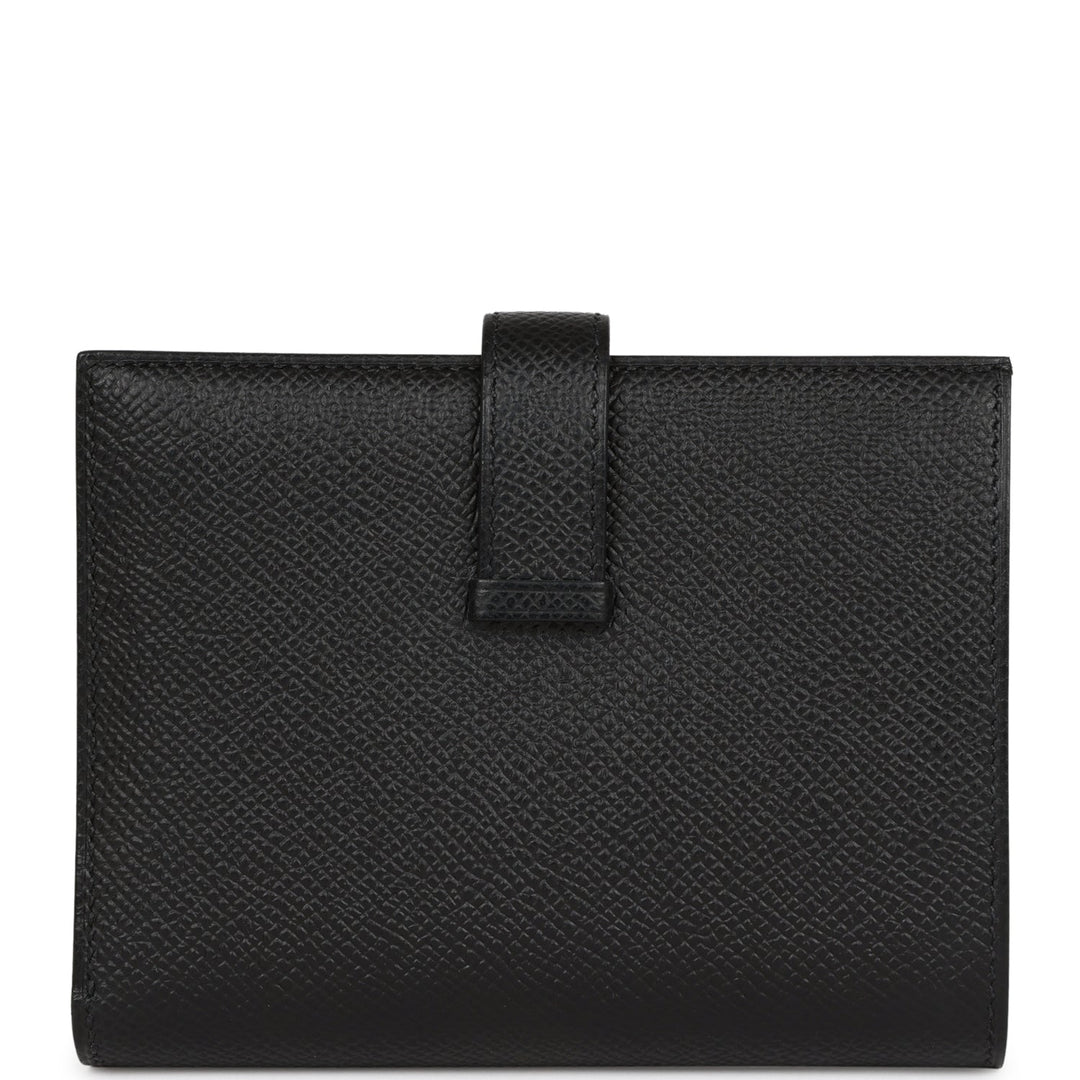 Top quality Hermes Bearn Compact Wallet Black Epsom Palladium Hardware