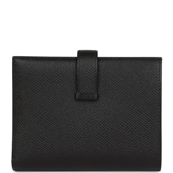 Top quality Hermes Bearn Compact Wallet Black Epsom Palladium Hardware