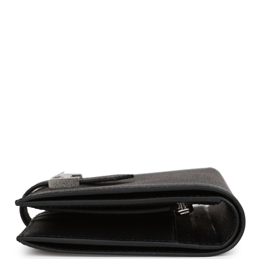 Top quality Hermes Bearn Compact Wallet Black Epsom Palladium Hardware