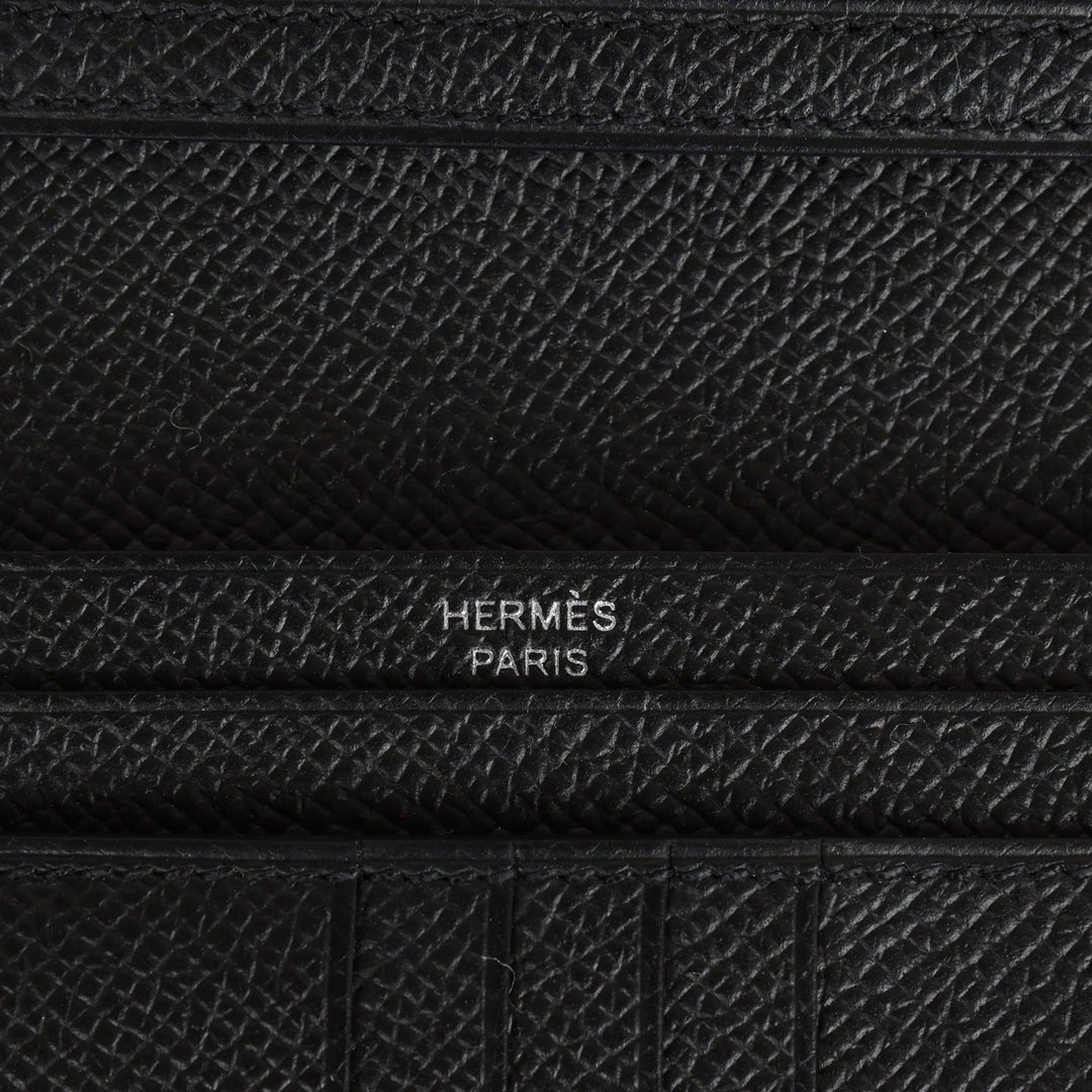 Top quality Hermes Bearn Compact Wallet Black Epsom Palladium Hardware