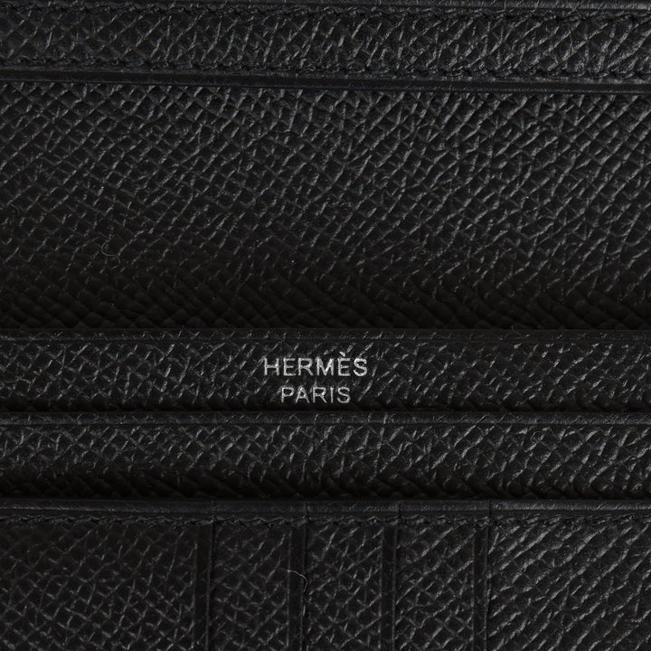 Top quality Hermes Bearn Compact Wallet Black Epsom Palladium Hardware