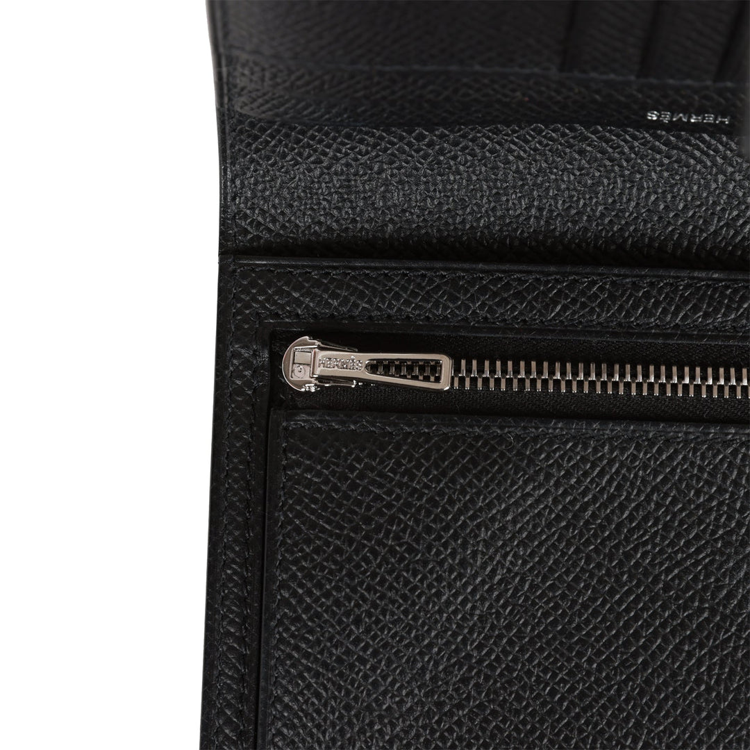 Top quality Hermes Bearn Compact Wallet Black Epsom Palladium Hardware