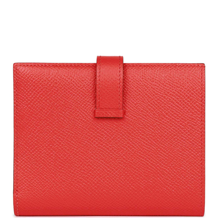 Top quality Hermes Bearn Compact Wallet Rouge de Coeur Epsom Gold Hardware