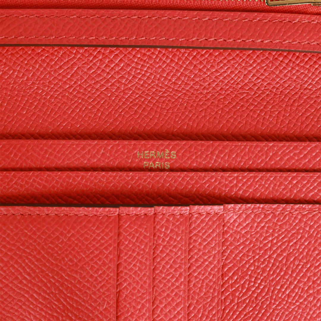 Top quality Hermes Bearn Compact Wallet Rouge de Coeur Epsom Gold Hardware