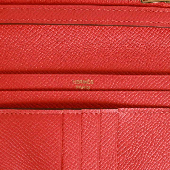 Top quality Hermes Bearn Compact Wallet Rouge de Coeur Epsom Gold Hardware