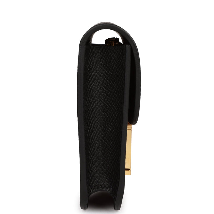 Top quality Hermes Constance Slim Wallet Black Epsom Gold Hardware