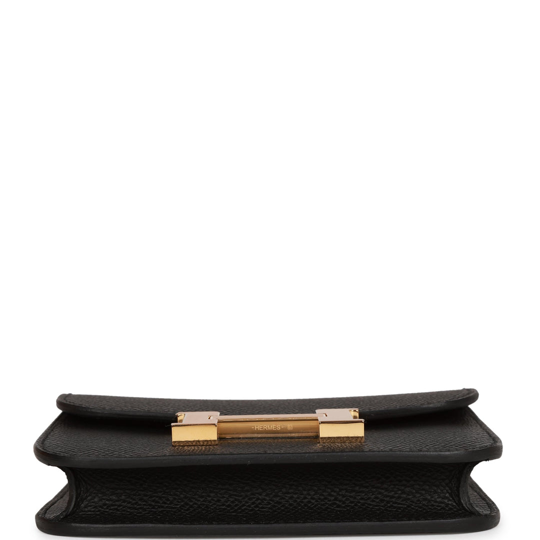 Top quality Hermes Constance Slim Wallet Black Epsom Gold Hardware
