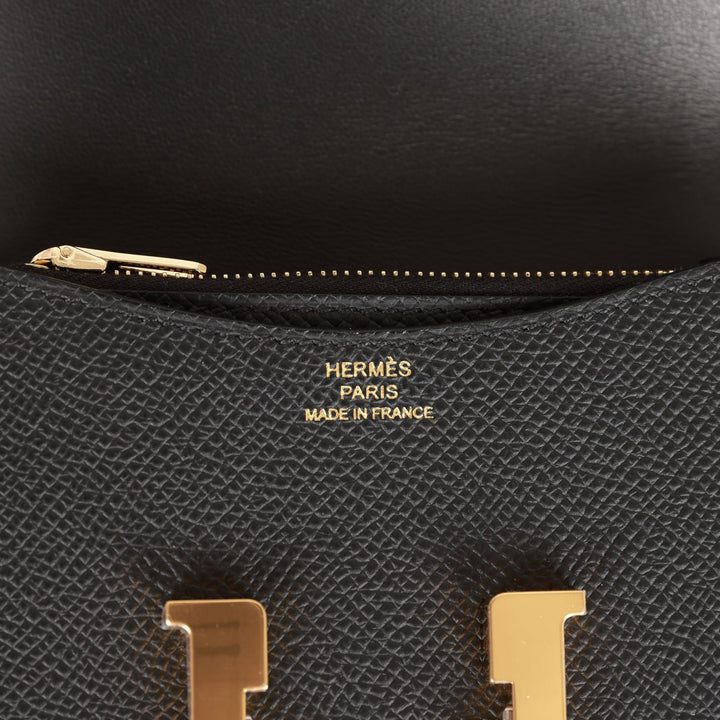 Top quality Hermes Constance Slim Wallet Black Epsom Gold Hardware