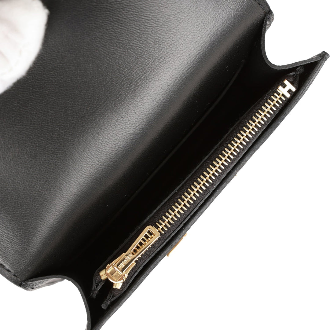 Top quality Hermes Constance Slim Wallet Black Epsom Gold Hardware