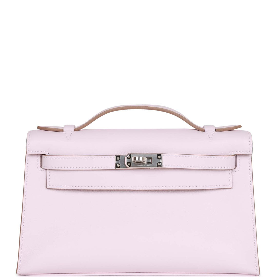 top quality Hermes Kelly Pochette Mauve Pale Swift Palladium Hardware
