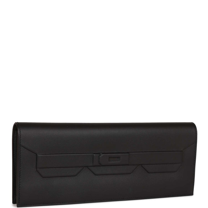 Top quality Hermes Shadow Kelly Cut Black Swift Calfskin