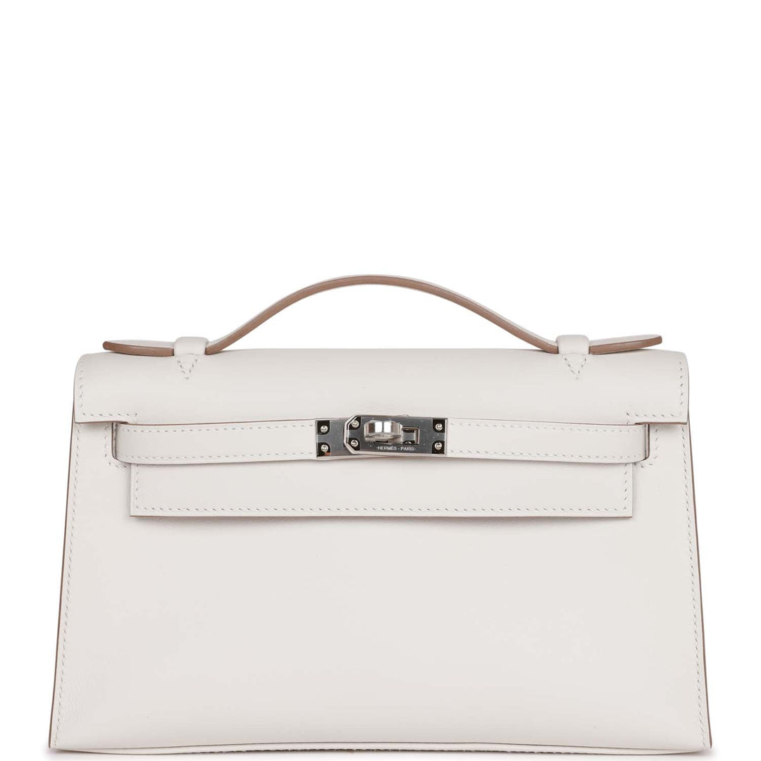 top quality Hermes Kelly Pochette Gris Pale Swift Palladium Hardware