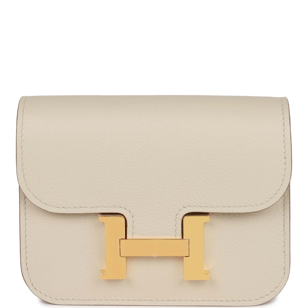 Top quality Hermes Constance Slim Wallet Beton Evercolor Gold Hardware
