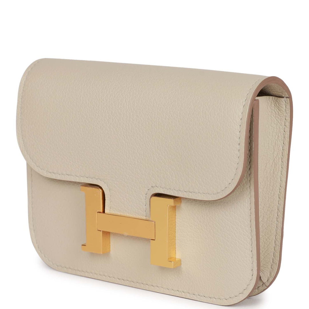 Top quality Hermes Constance Slim Wallet Beton Evercolor Gold Hardware