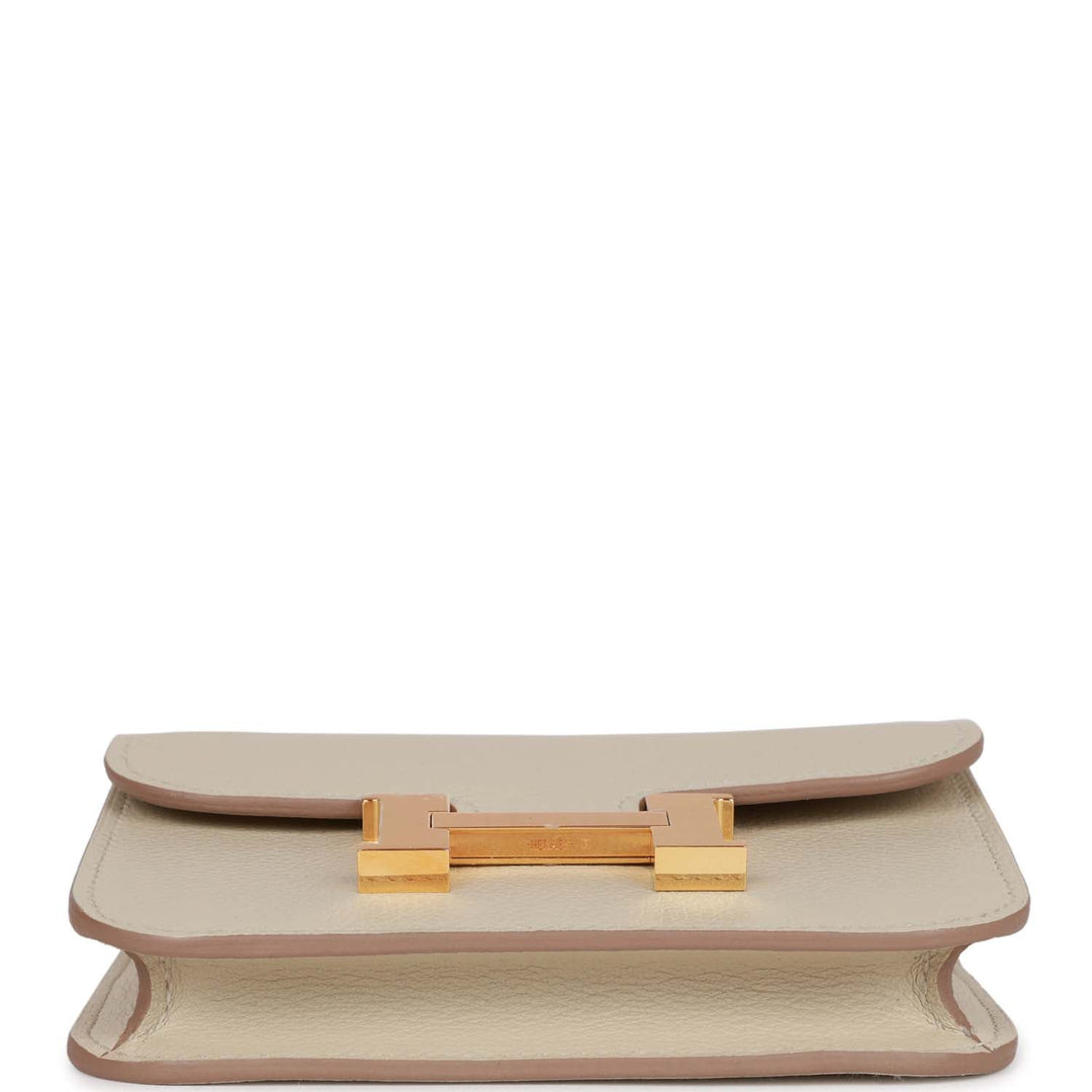 Top quality Hermes Constance Slim Wallet Beton Evercolor Gold Hardware