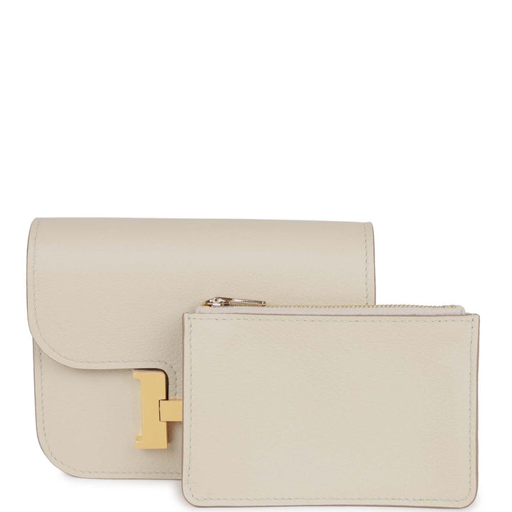 Top quality Hermes Constance Slim Wallet Beton Evercolor Gold Hardware