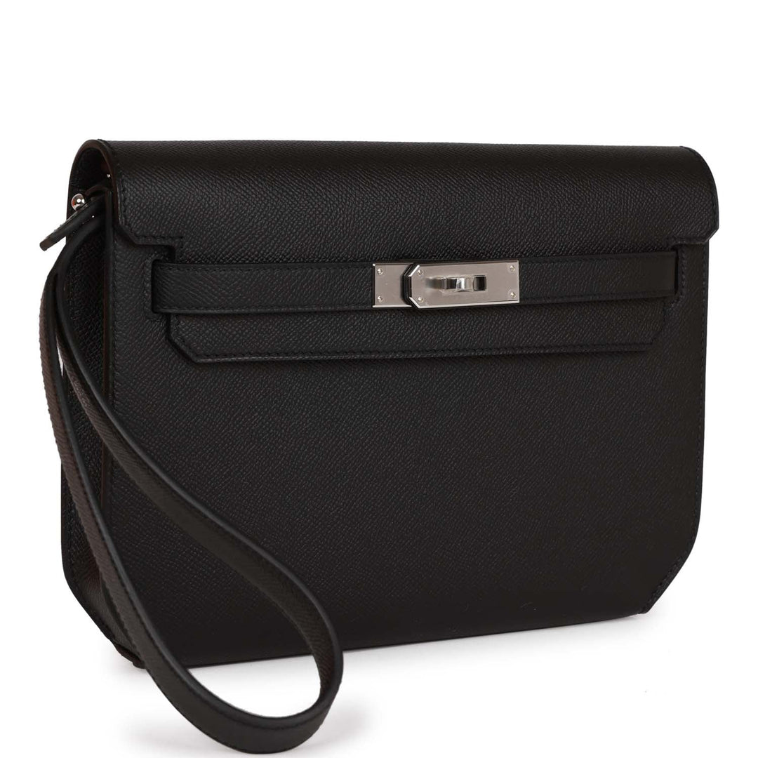 Top quality Hermes Kelly Depeches 25 Black Epsom Palladium Hardware