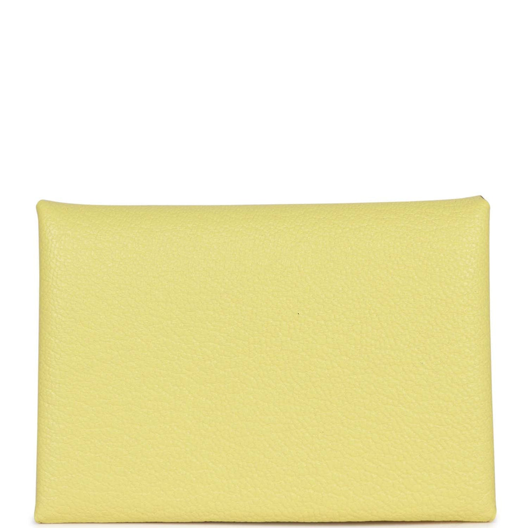 Top quality Hermes Calvi Duo Compact Card Holder Limoncello Chevre Mysore Palladium Hardware