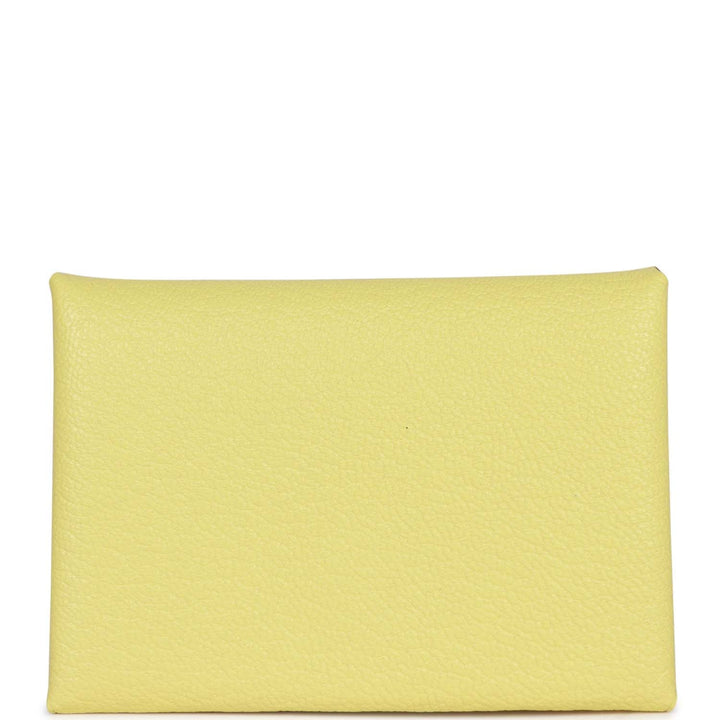 Top quality Hermes Calvi Duo Compact Card Holder Limoncello Chevre Mysore Palladium Hardware