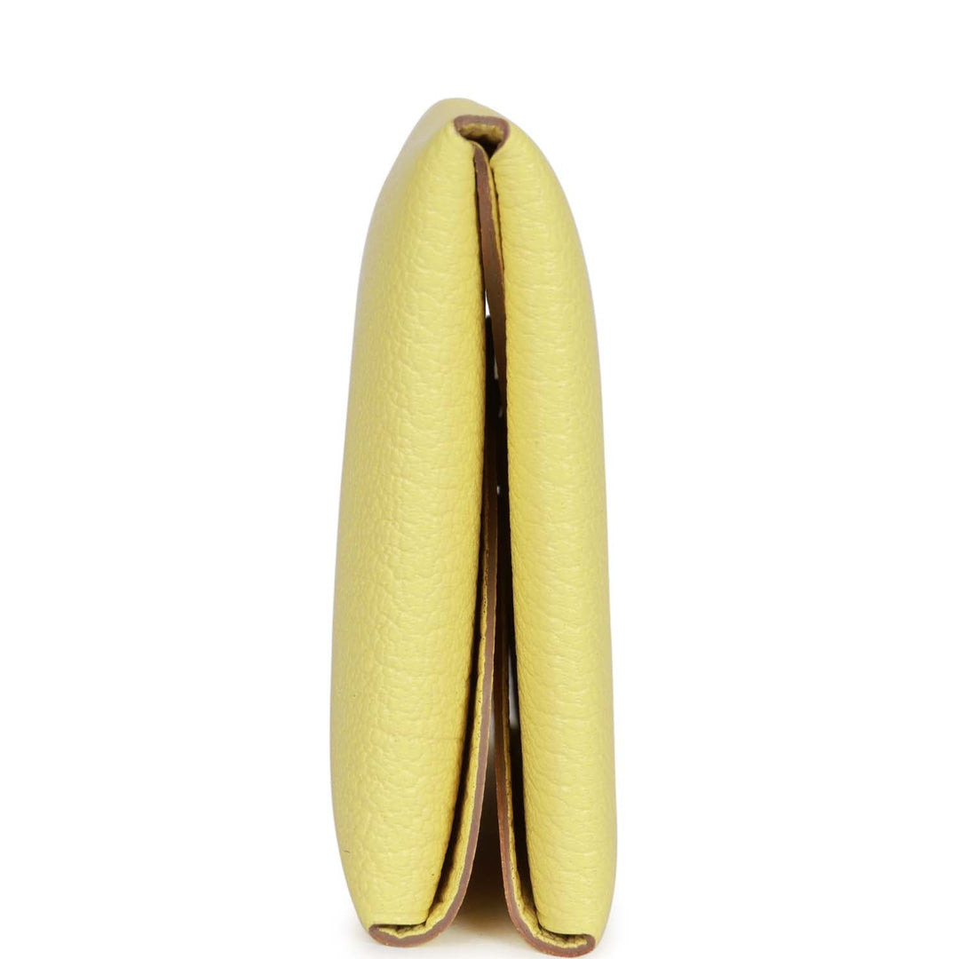 Top quality Hermes Calvi Duo Compact Card Holder Limoncello Chevre Mysore Palladium Hardware