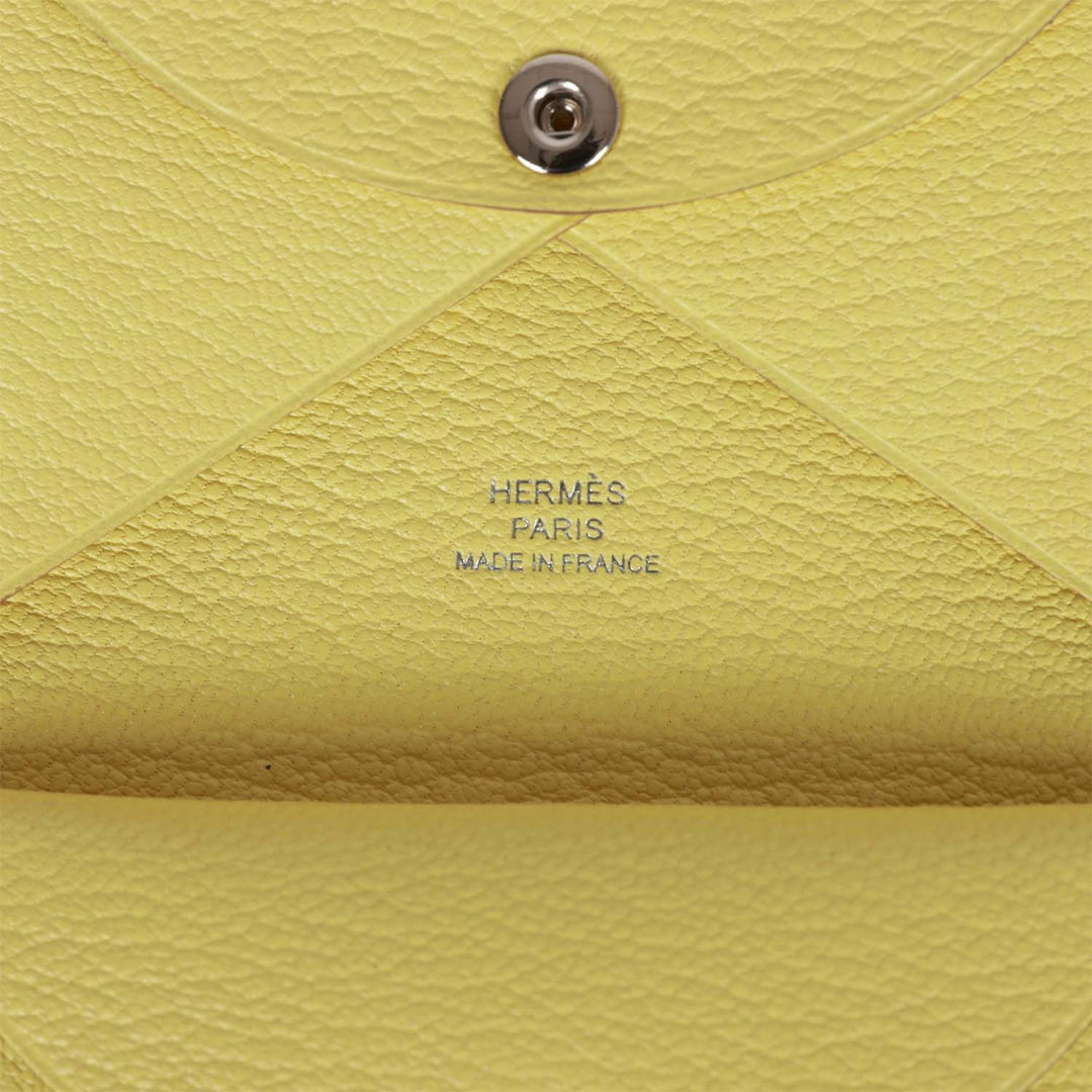 Top quality Hermes Calvi Duo Compact Card Holder Limoncello Chevre Mysore Palladium Hardware